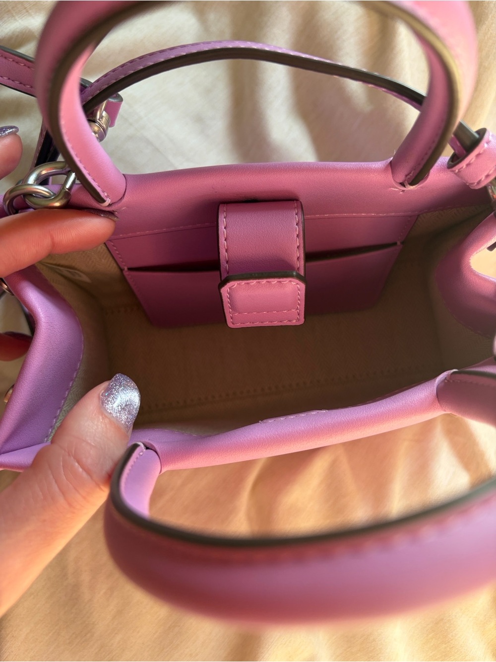 Tory Burch Lilac Leather Mini Satchel with Logo Medallion - Picture 4 of 8